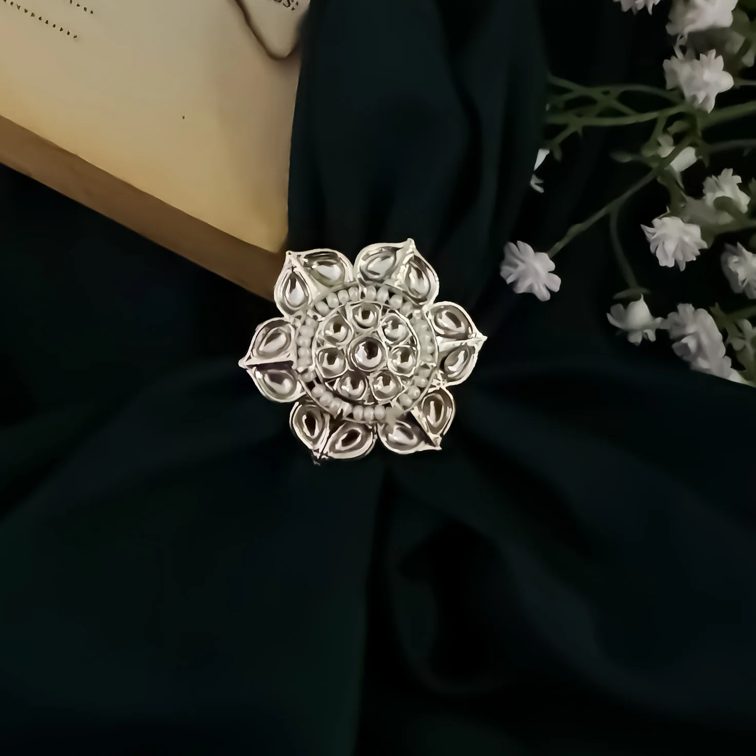 Vanya Dabi kundan Adjustable Ring - Image 2