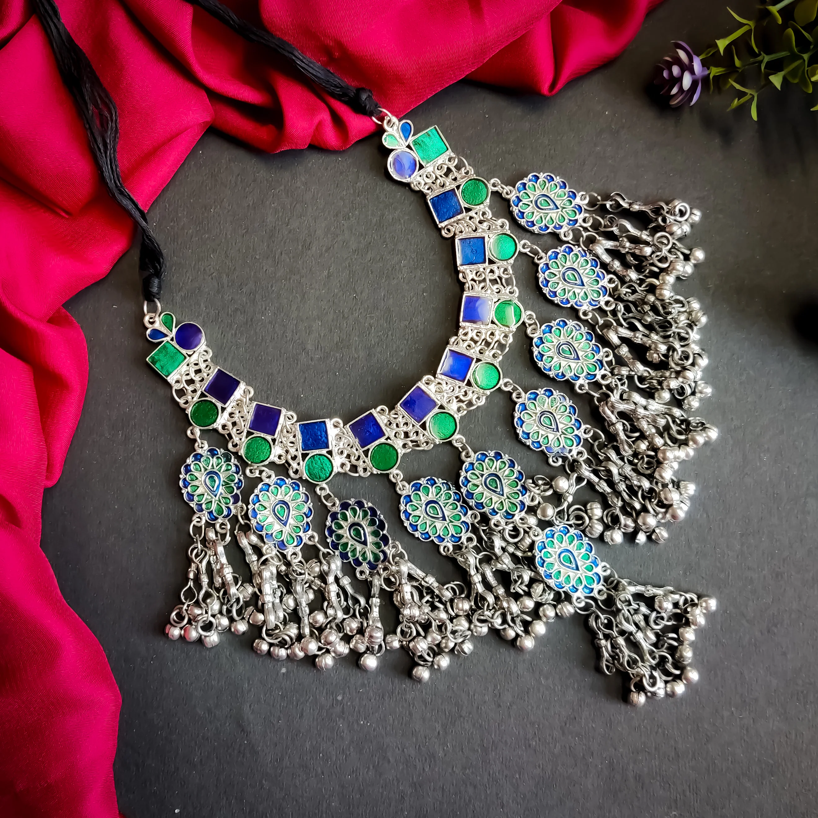 MAYA AFGHANI NECKLACE - BLUE & TURQUISE - Image 4