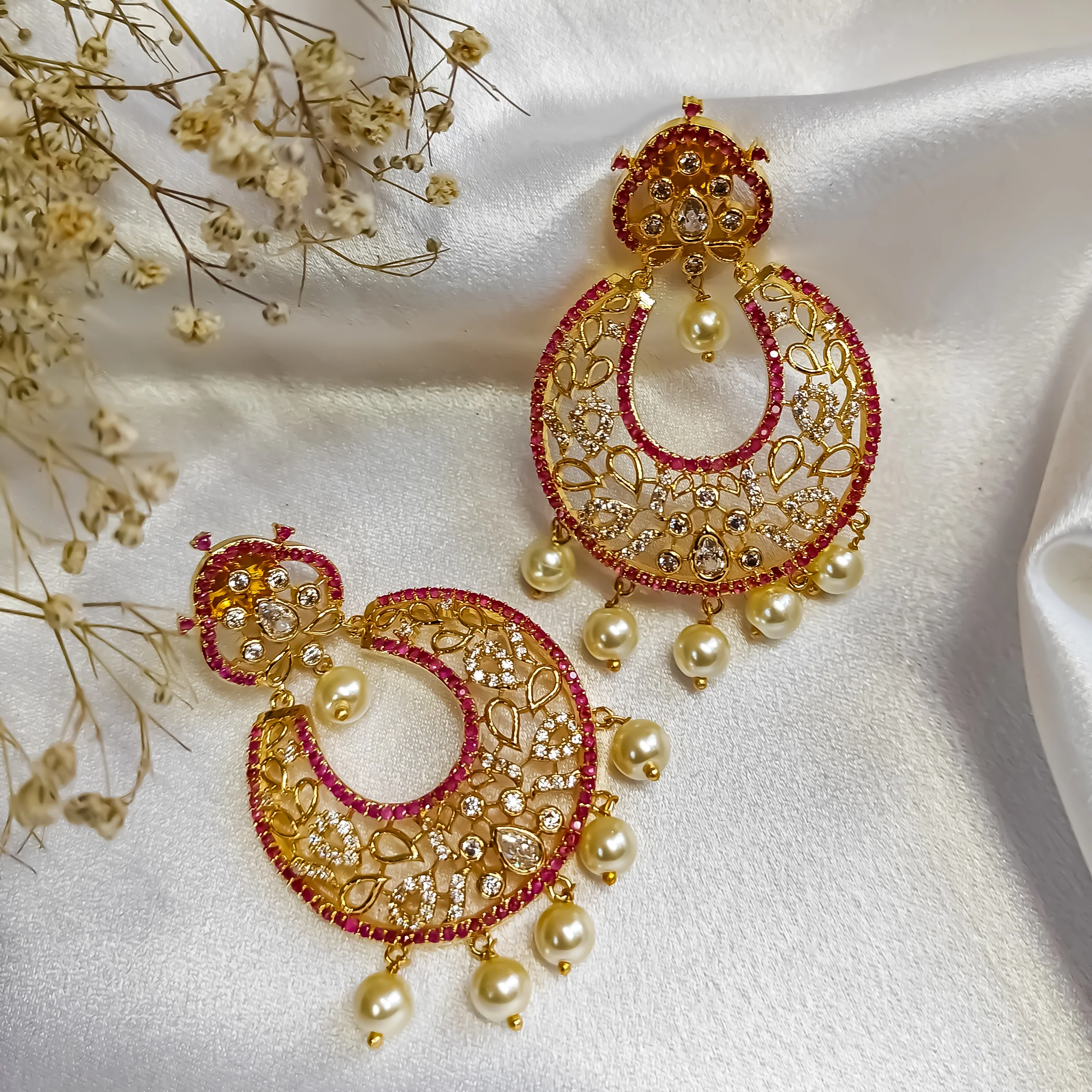 Cassie AD South Indian Chandbali Earrings - Image 4