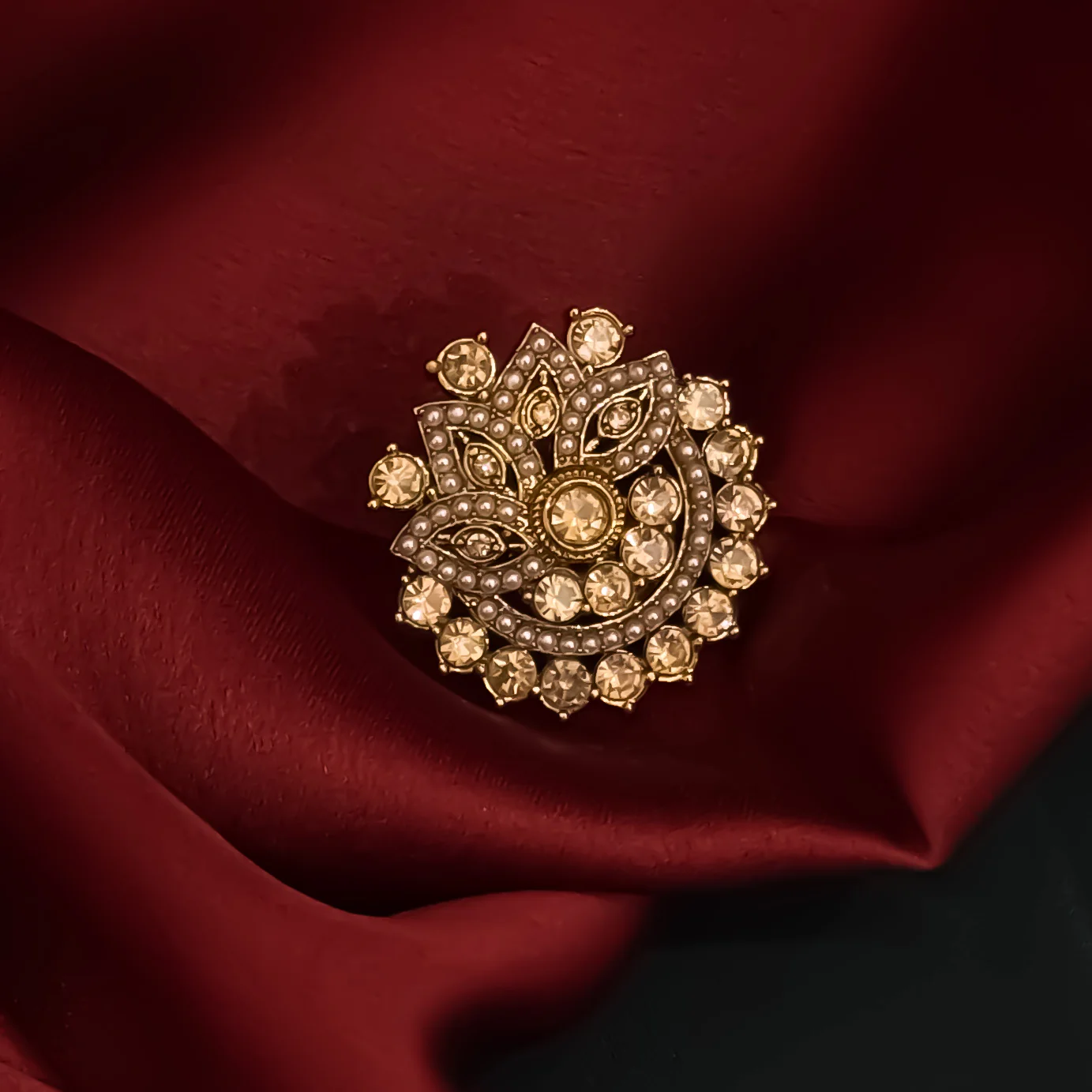 Aahira Jadau Adjustable Ring - Golden - Image 3