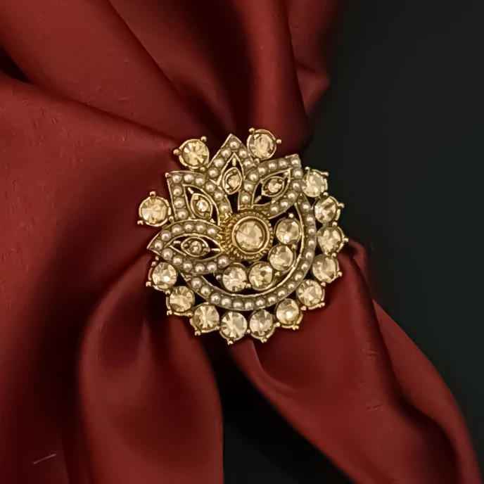 Aahira Jadau Adjustable Ring - Golden - Image 4