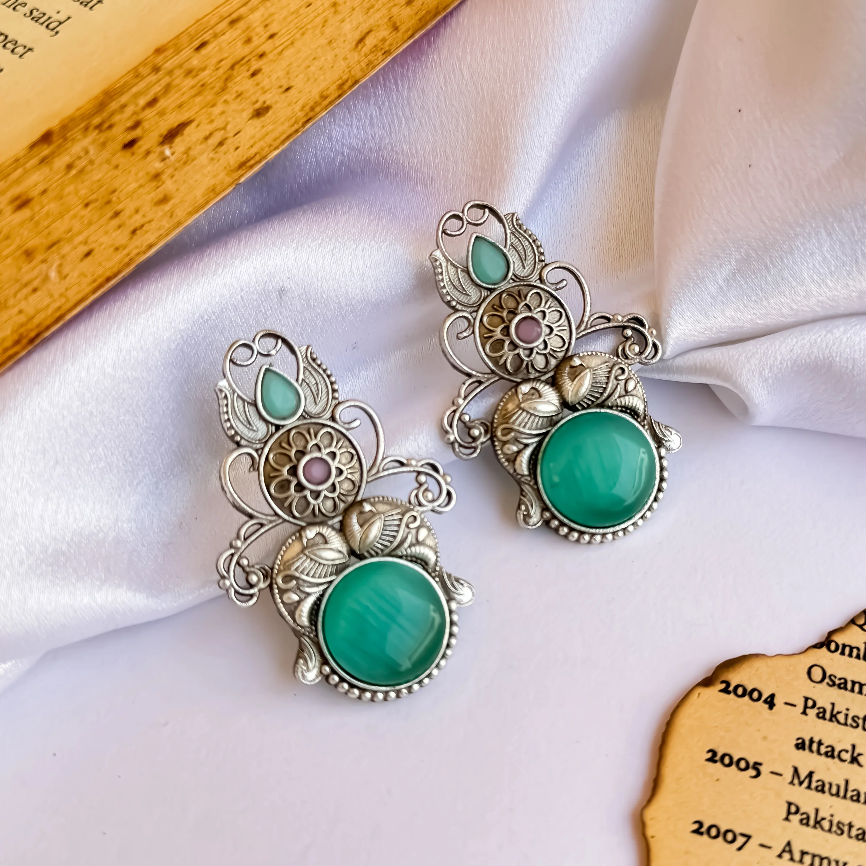 Hania Monalisa SLA Brass Earrings - Firoza