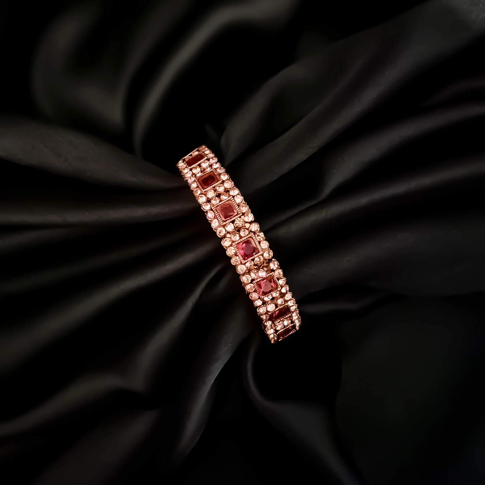 Manvika Kundan Openable Bangle/Kada - Ruby Red