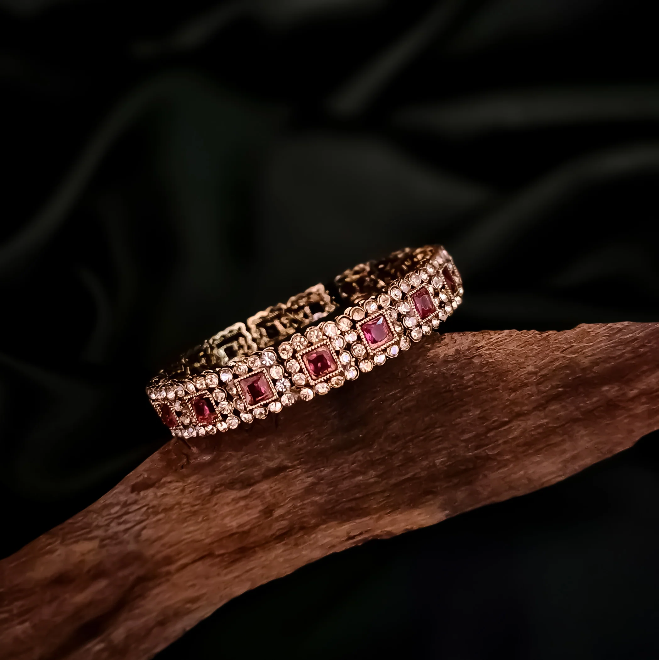Manvika Kundan Openable Bangle/Kada - Ruby Red - Image 3