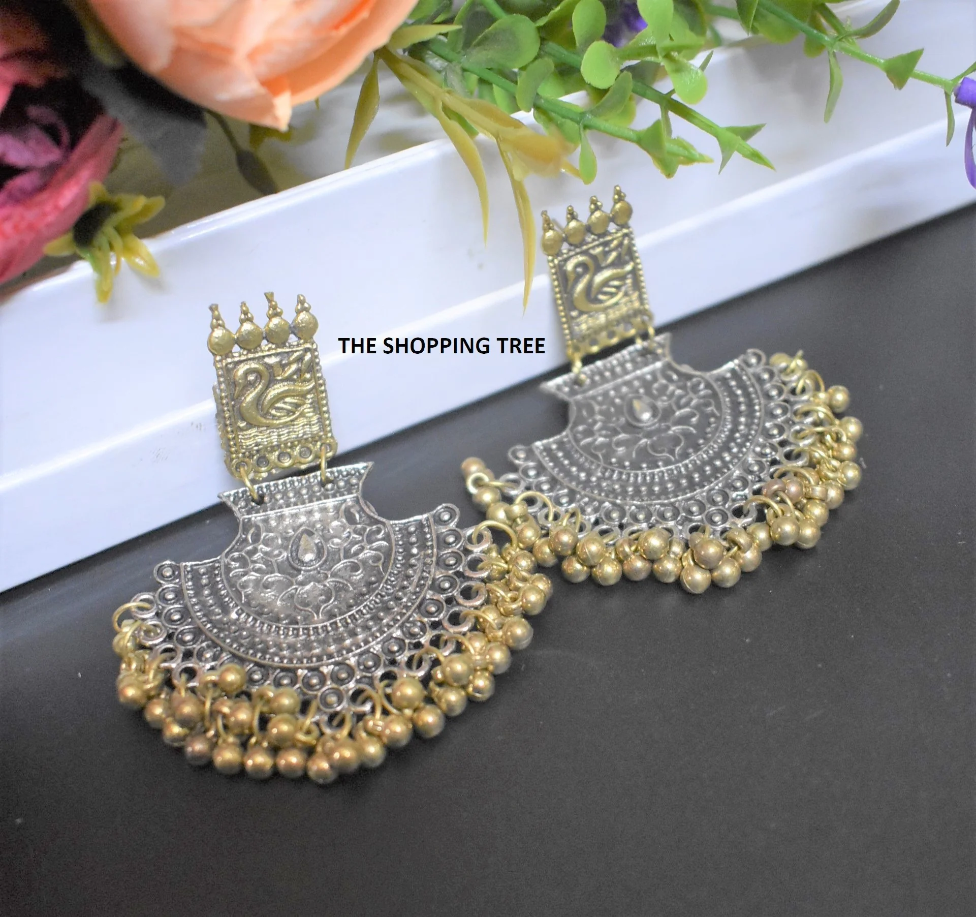 DUAL TONED OXIDIZED EARRING - Image 3