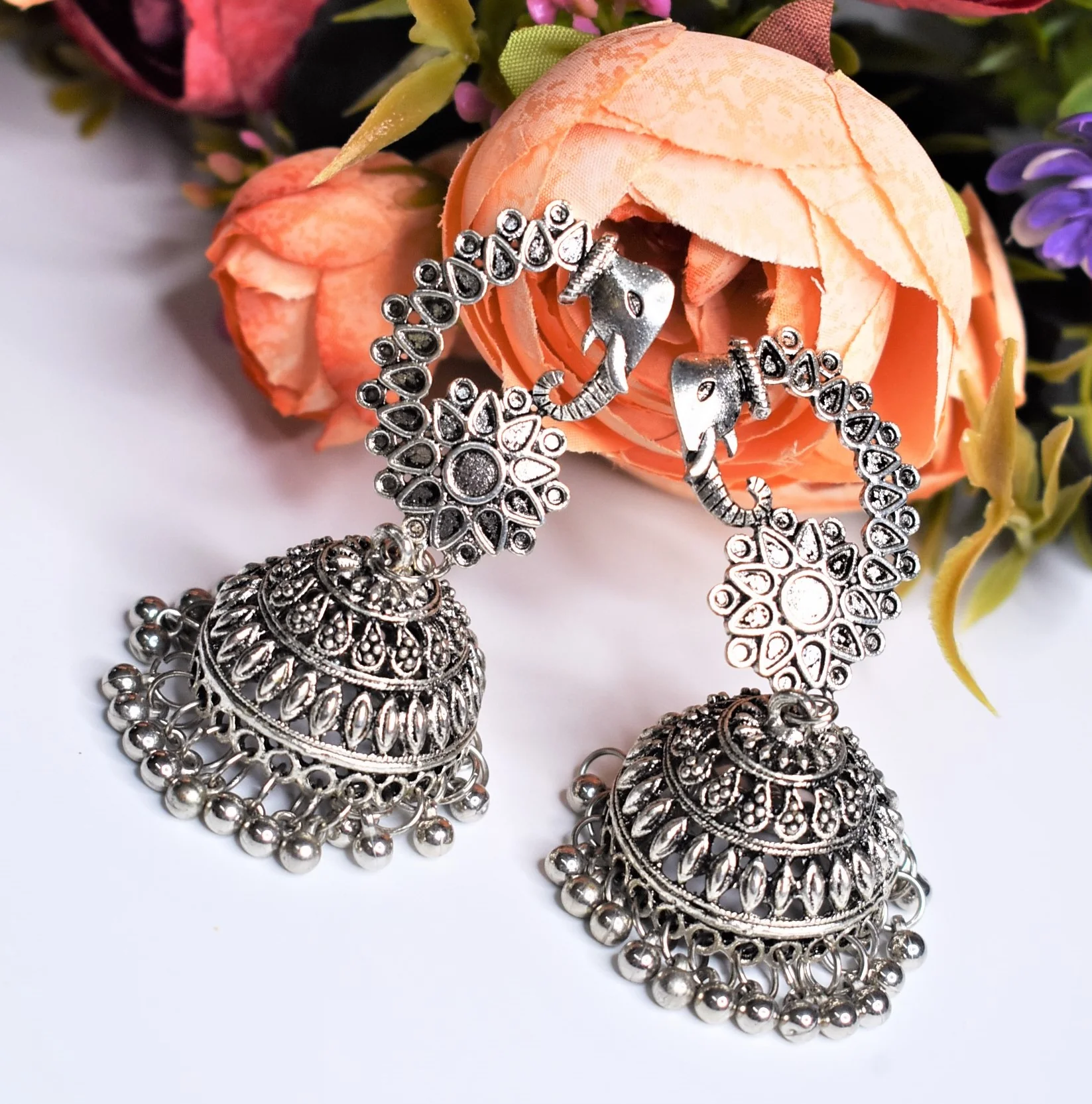 Elephant Oxidised Silver GS Earring - Image 3
