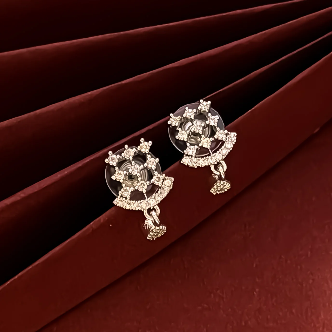 Ella American Diamond Silver Stud Earrings - Image 3