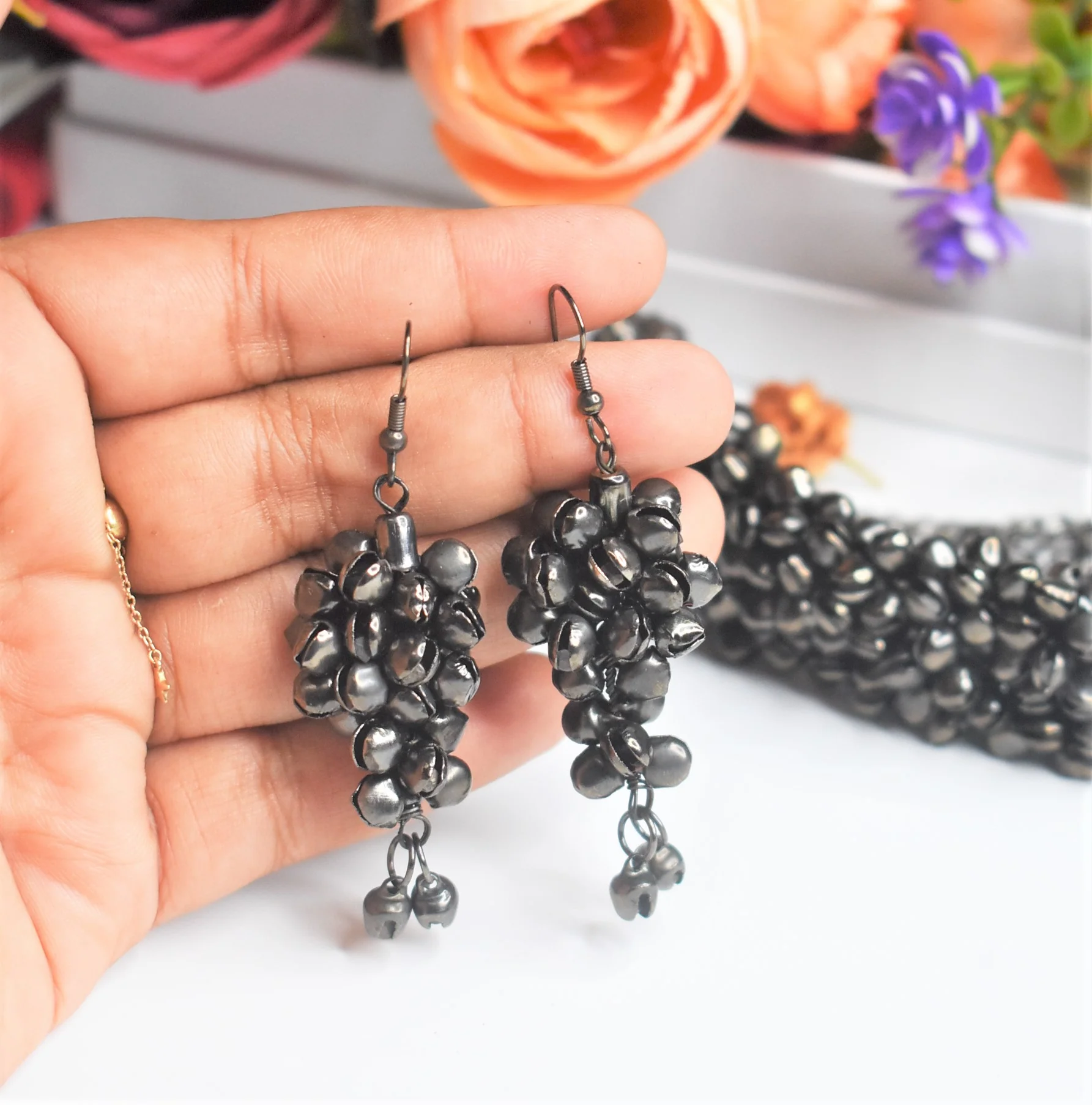 Oxidised Ghunghroo Necklace Set - Image 3
