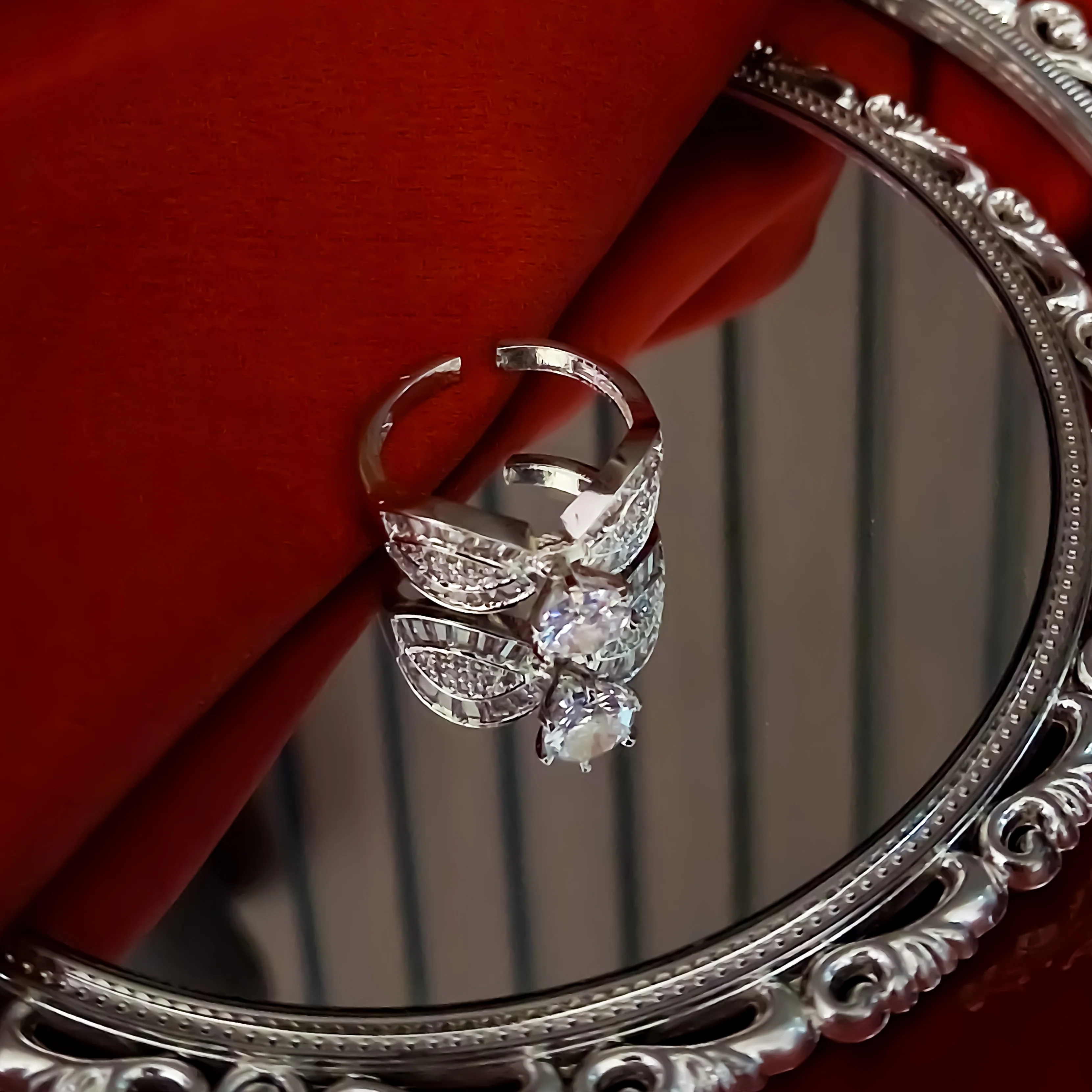 Ivanna Crown American Diamond (AD) Silver Adjustable Ring - Image 3
