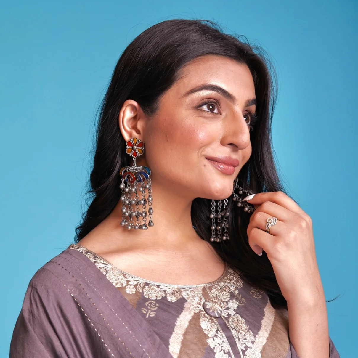 Julia Oxidised Ghunghroo Earrings