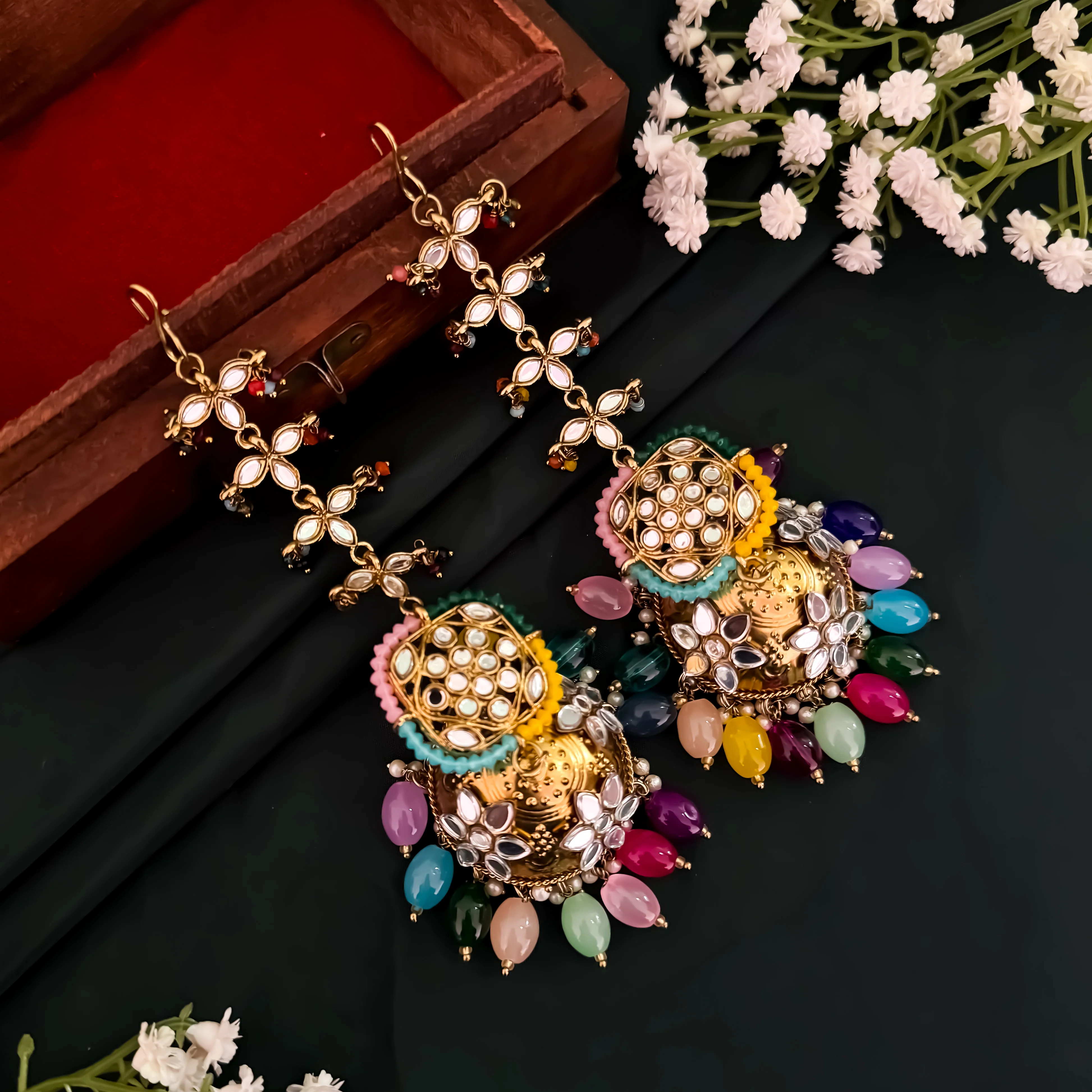 Kanak Jhumka Earrings with Sahara - Multi
