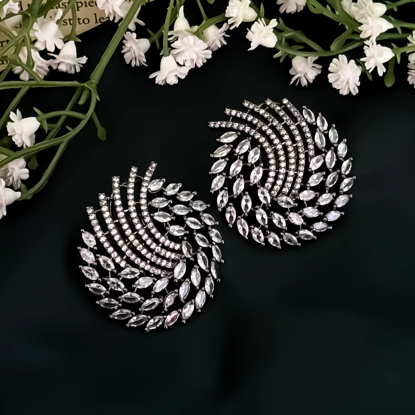Keylin American Diamond Stud Earrings -Crystal White