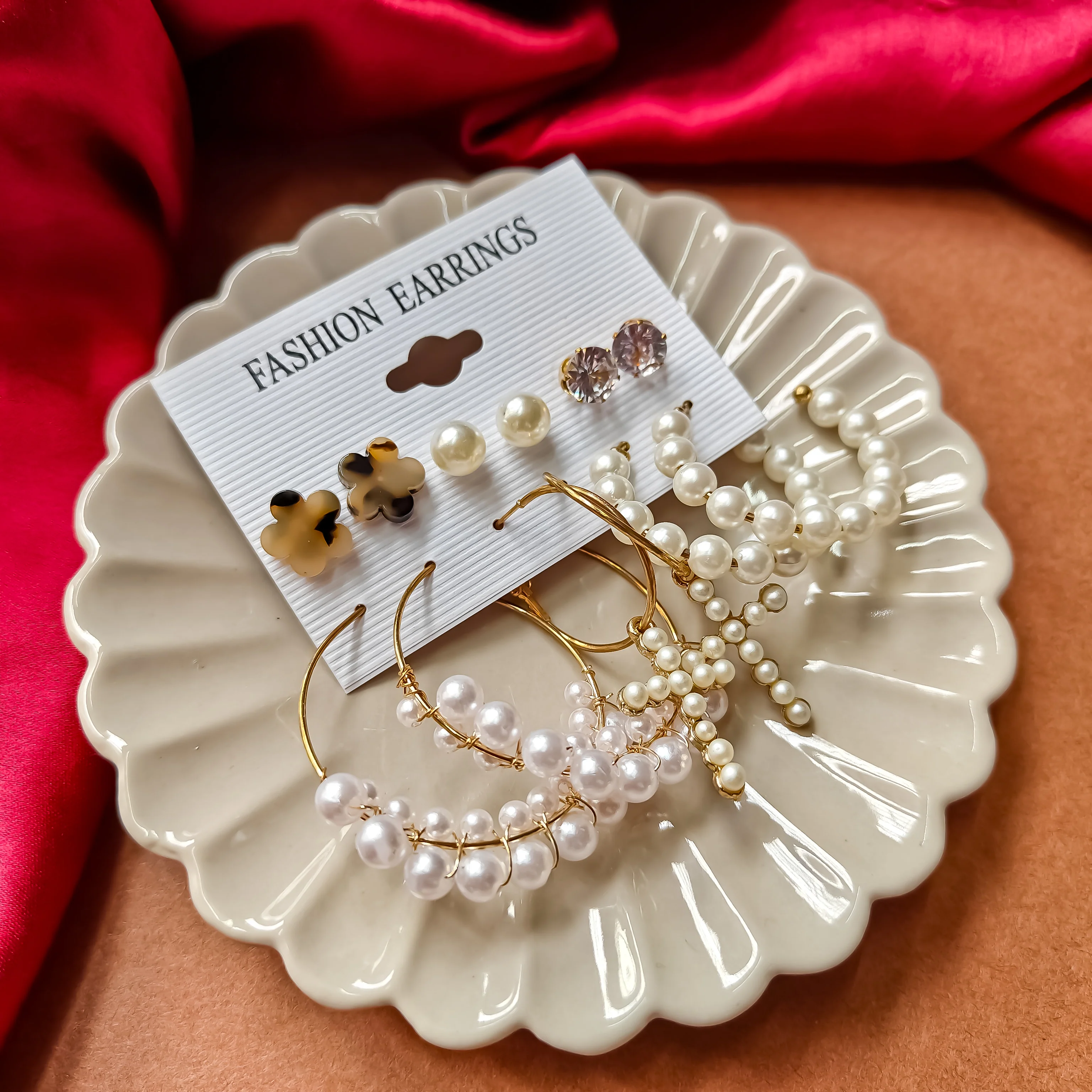 Korean Set of 6 Earrings - Image 2