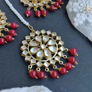 KUNDAN EARRINGS MANGTIKA SET - Image 3