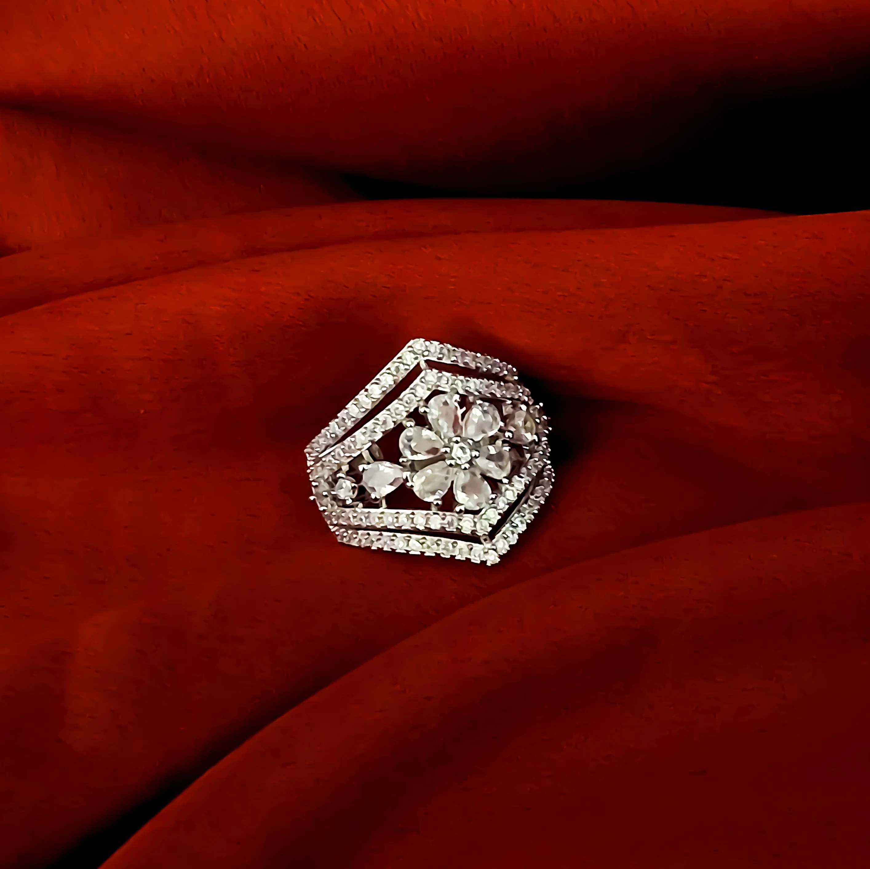 Marienne American Diamond (AD) Silver Adjustable Ring - Image 3