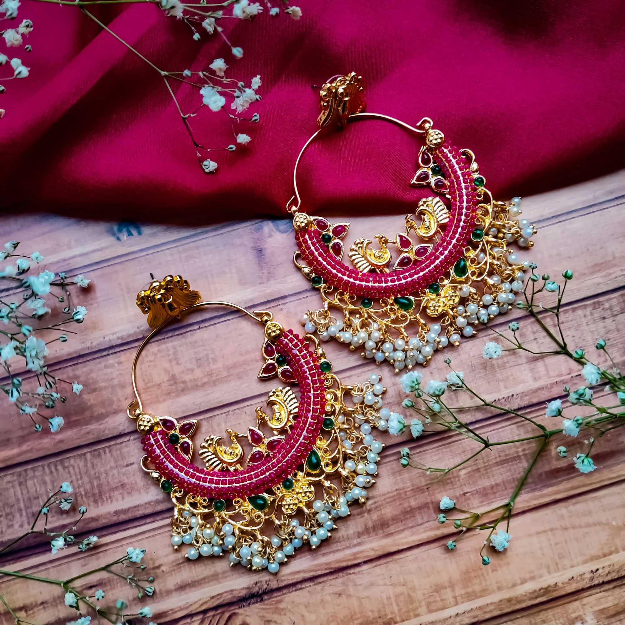 Netra Golden Chandbali Earrings - Image 3