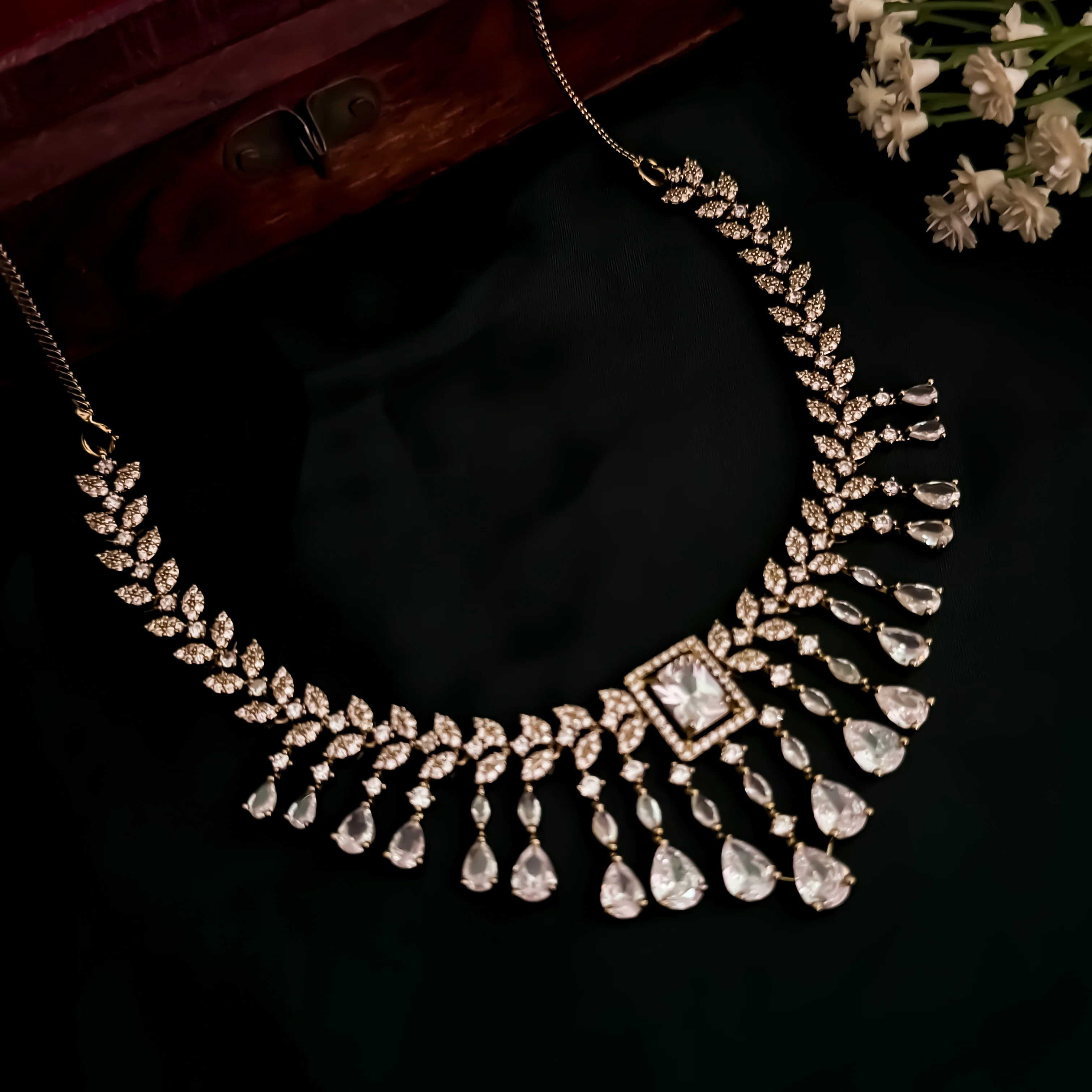 Nitara AD Necklace Set - Golden - Image 4