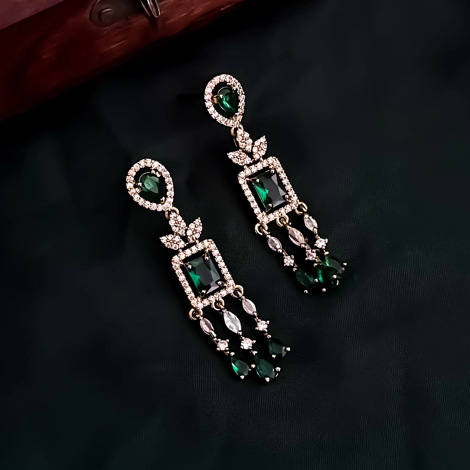 Nitara AD Necklace Set - Green - Image 4