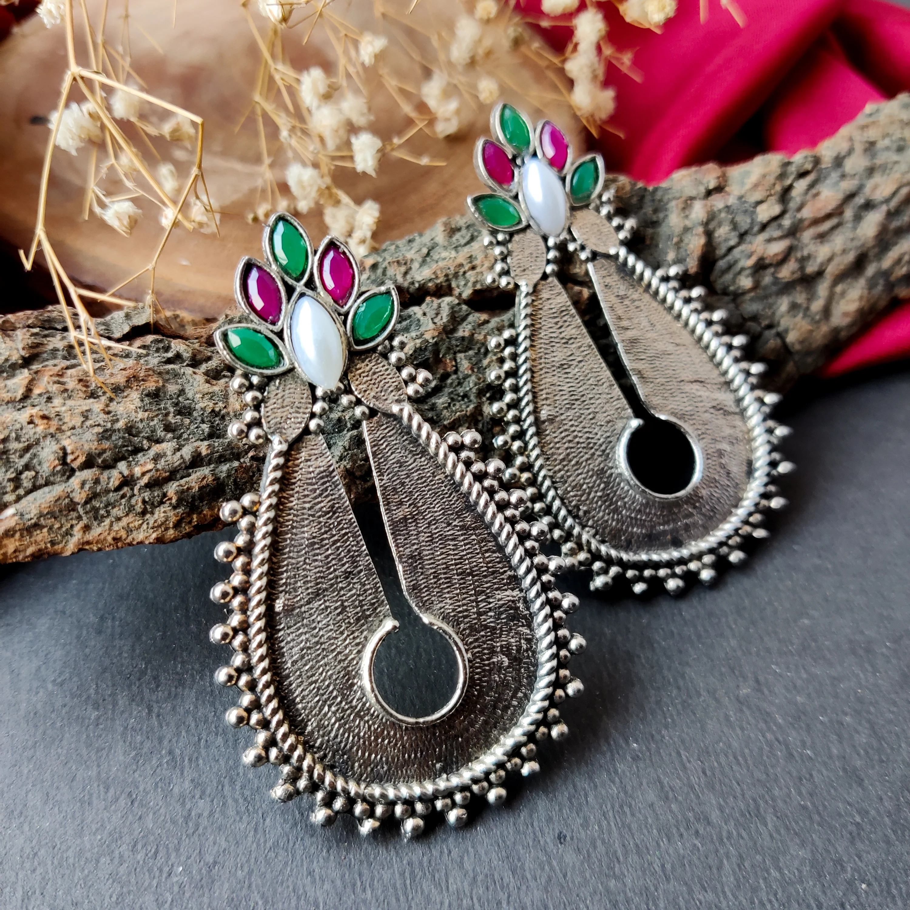 Oxidised Silver Stud Earrings - Image 3