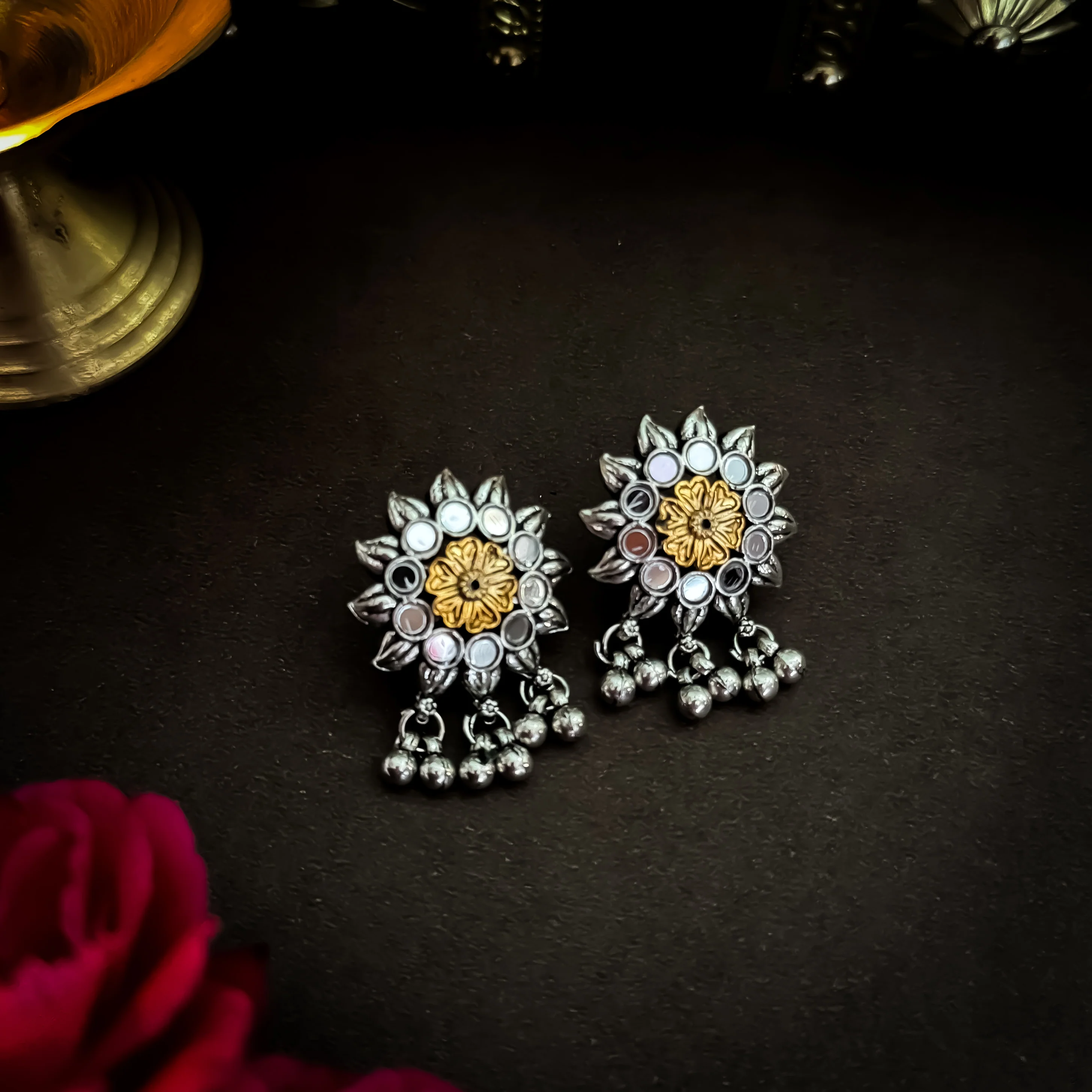 Kisani Dual Tone Oxidised Necklace Set - Image 3