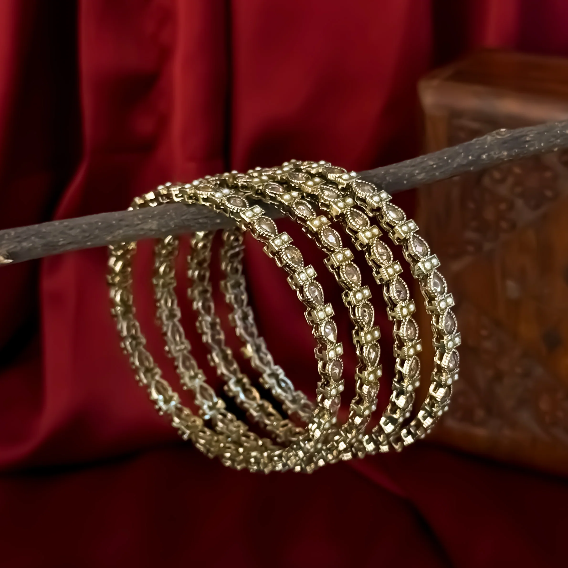 Rasika Jadau Reverse AD Premium Bangles (Set of 4) - Golden - Image 4