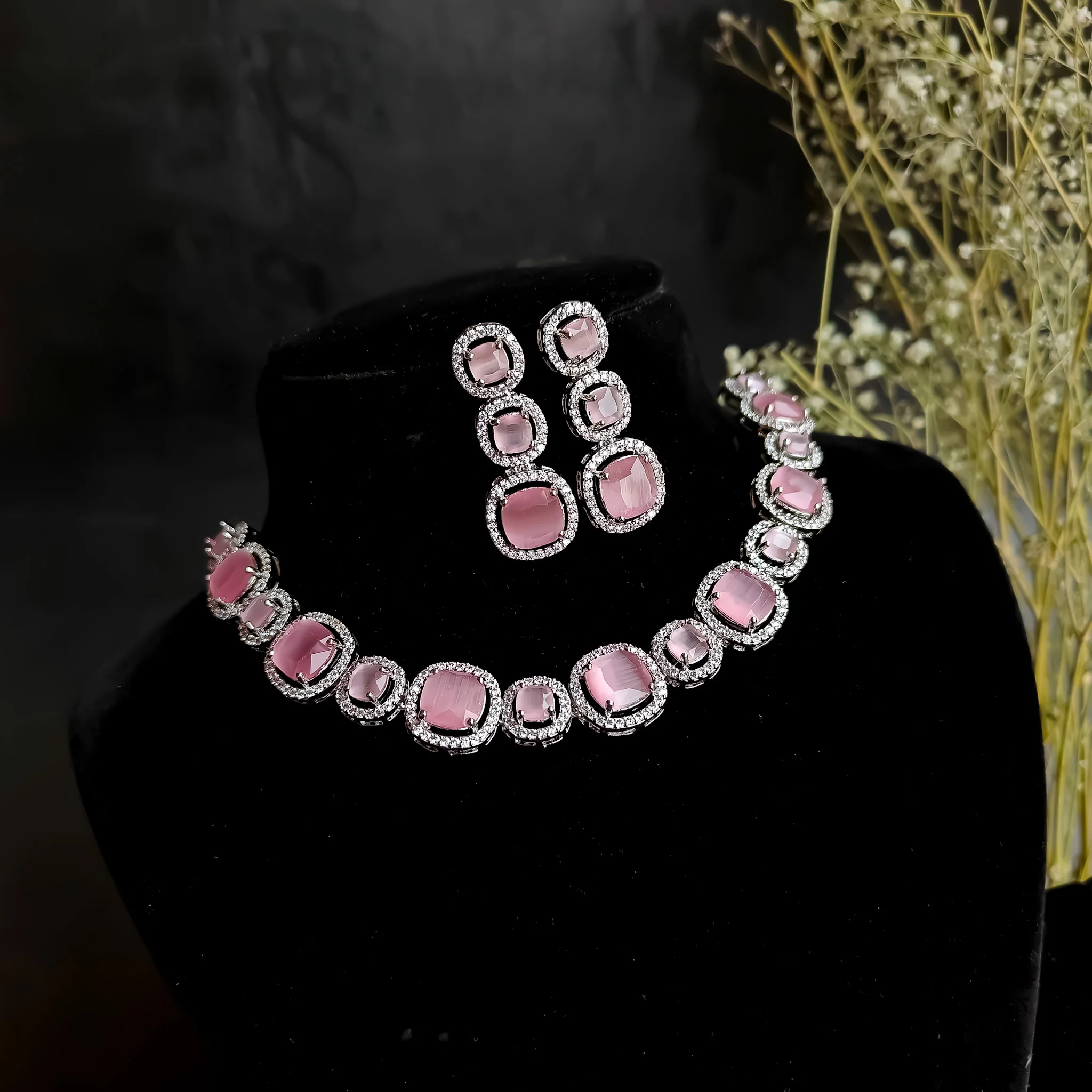 Rhea AD Necklace Set - Pastel Pink - Image 5