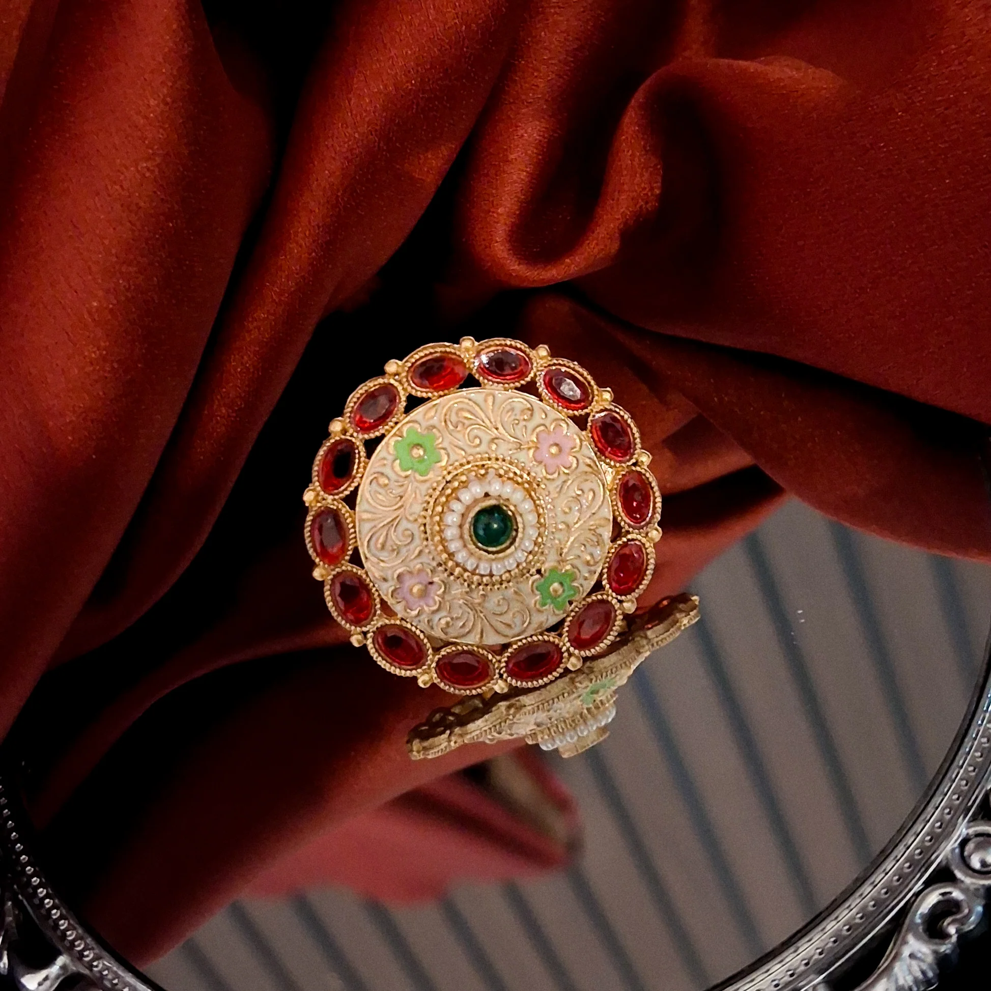 Sanchi Meenakari Ring - Pink - Image 3