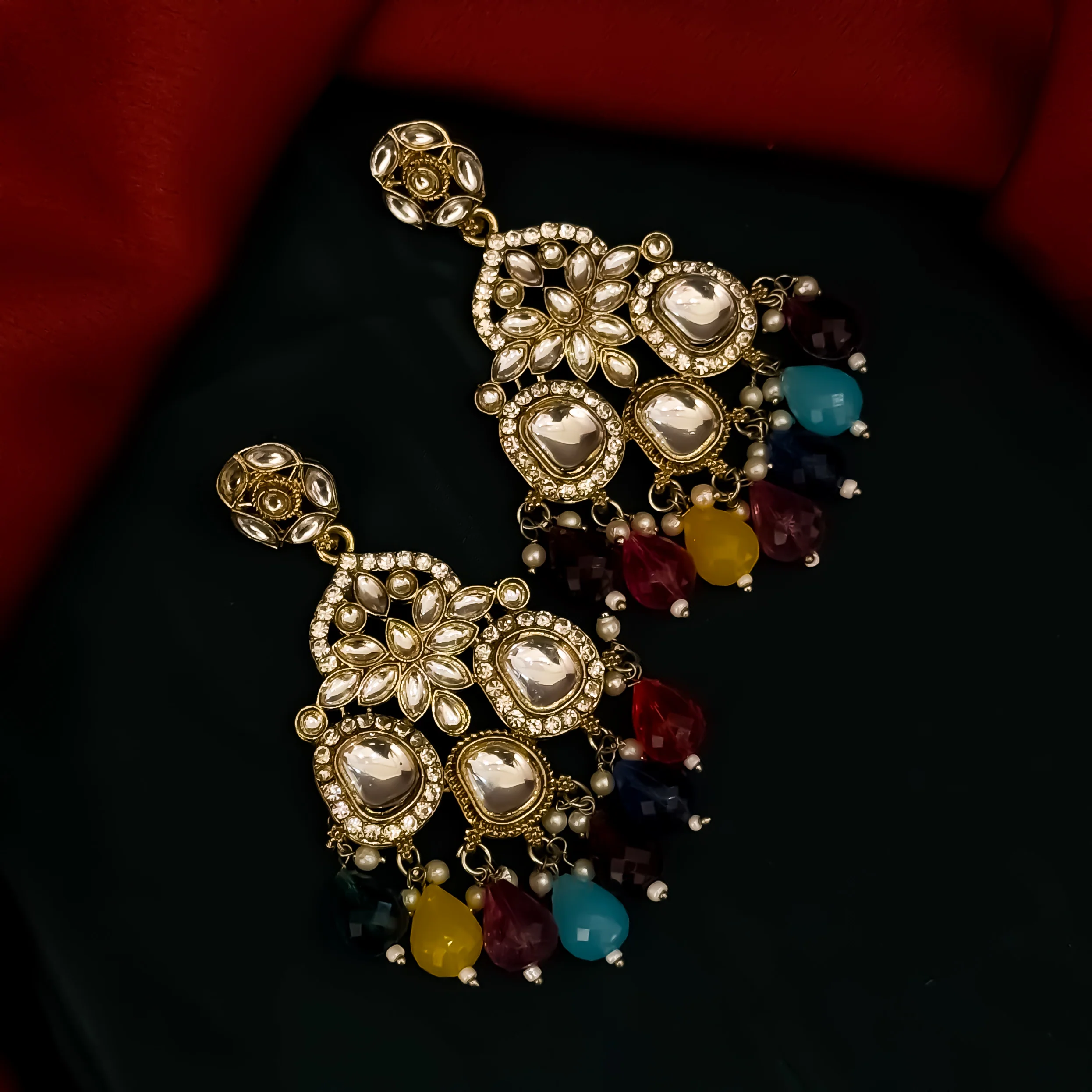 Sarans Pearl Chandbali Earrings - Multi - Image 2