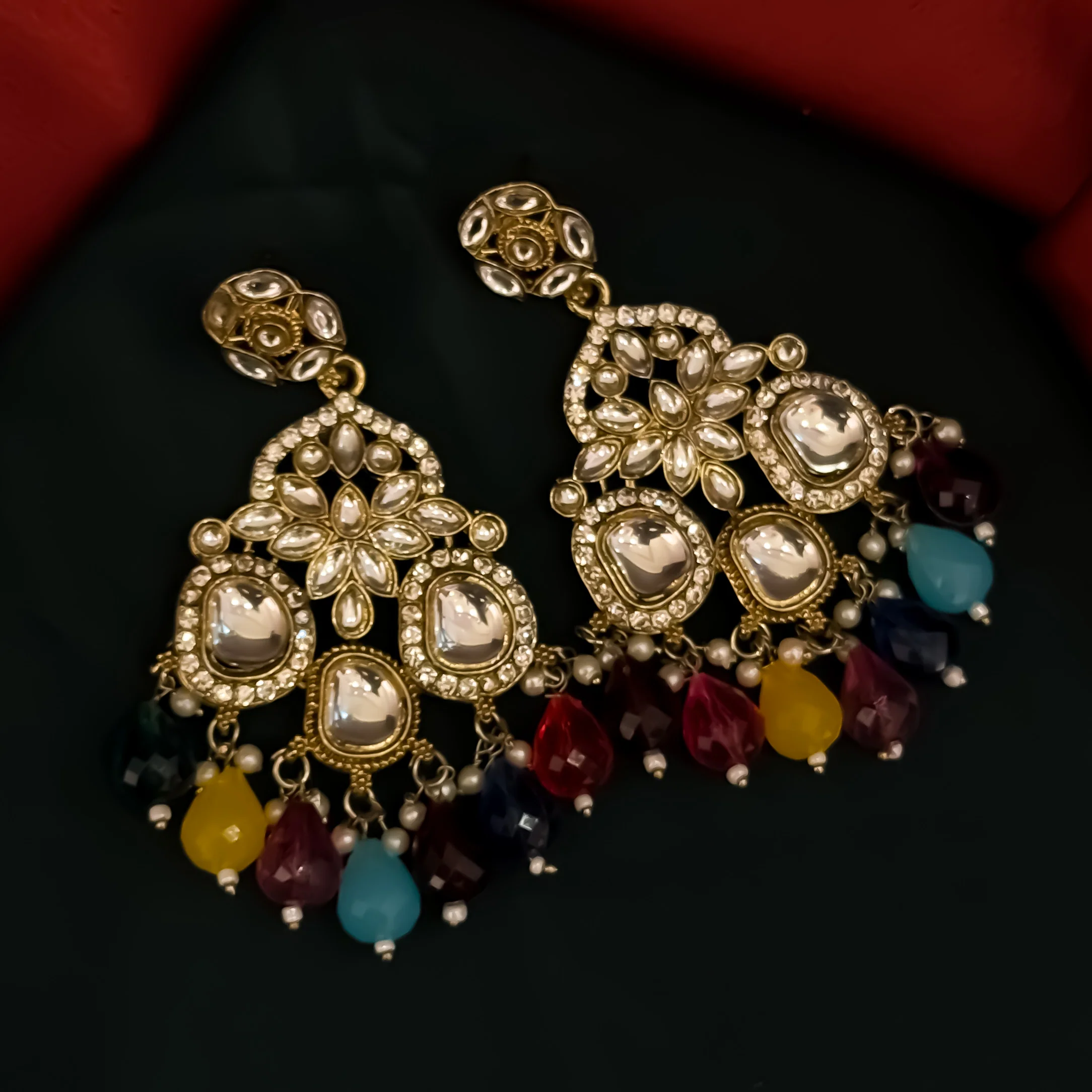 Sarans Pearl Chandbali Earrings - Multi - Image 3