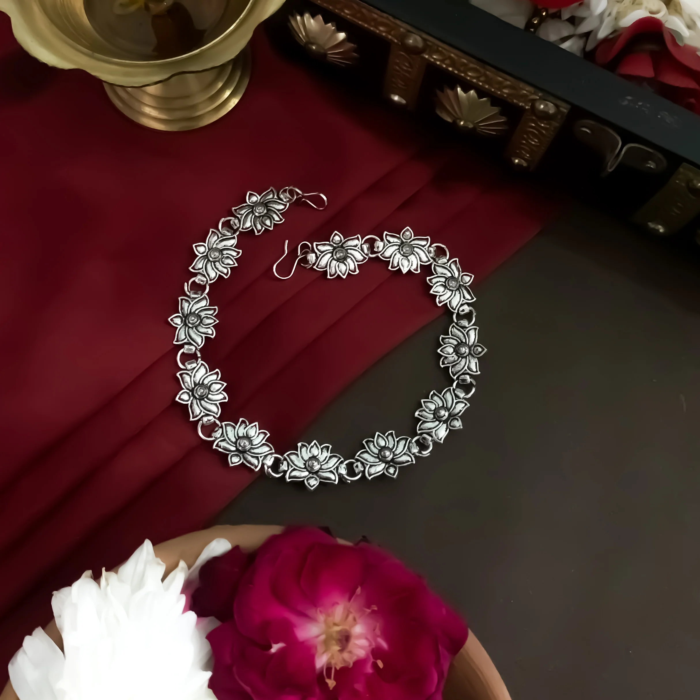 Kamal Silver Oxidised Seeshphool/Mathapatti - Image 3