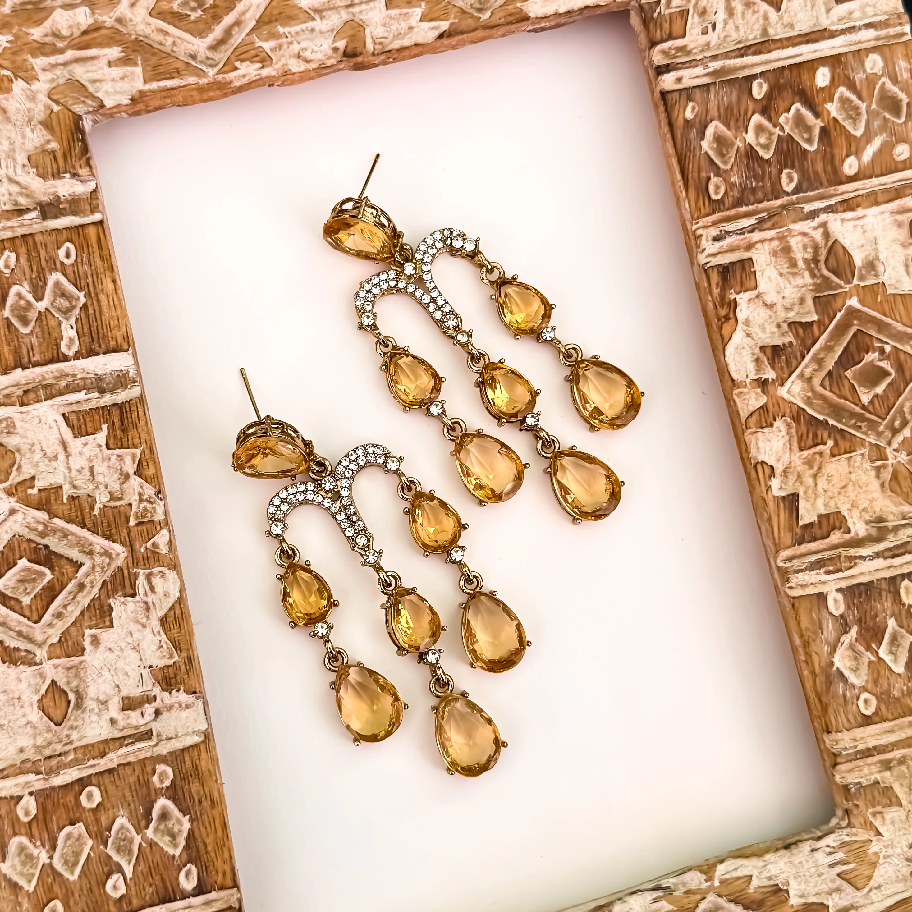 Sharon Chandelier Dangler Chandbali Earrings - Champagne Gold - Image 3
