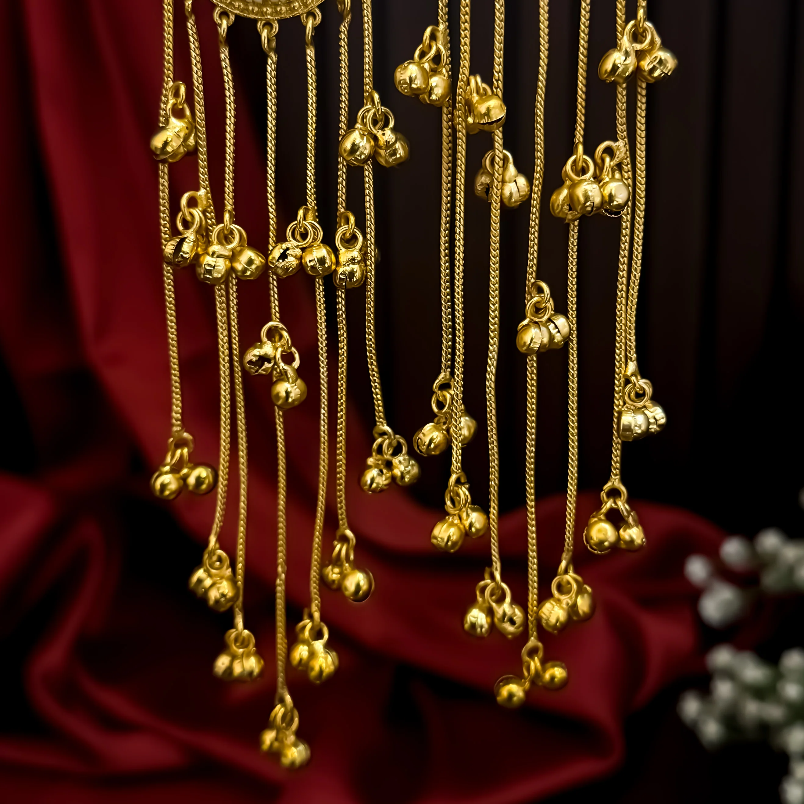 Shrenu Premium Kashmiri Brass Ghungroo Earrings - Pastel Green - Image 3