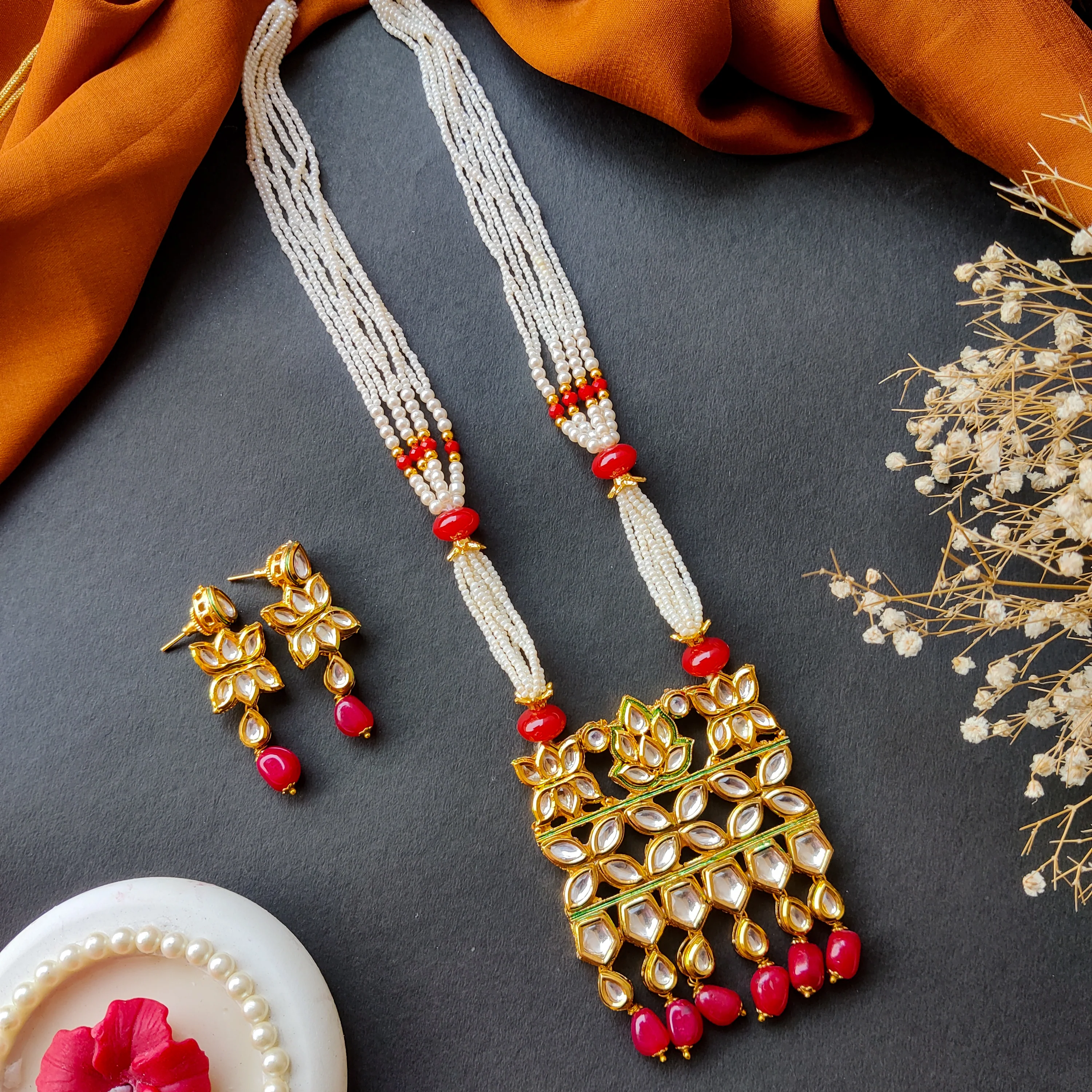 Gauhar Vilandi Kundan Long Necklace Set - Image 6