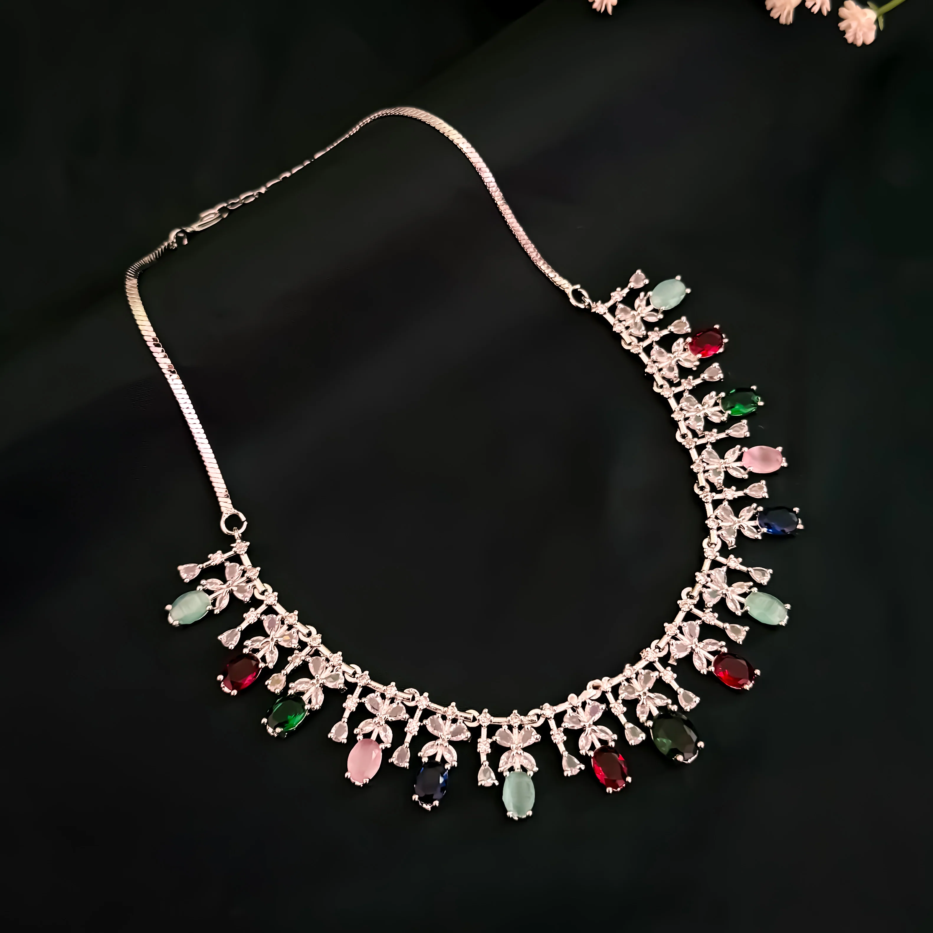 Charlotte American Diamond Necklace Set - Multi - Image 5