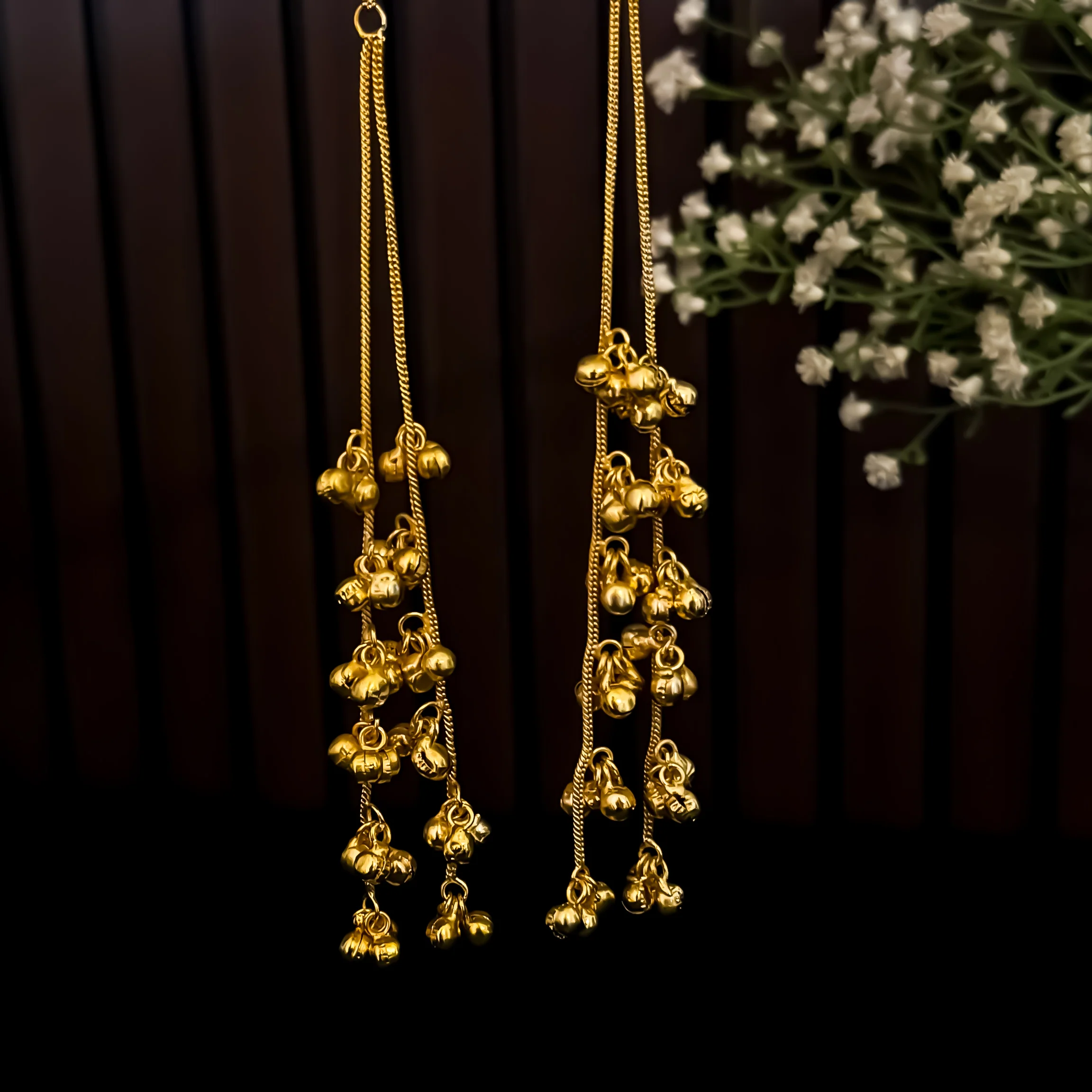 Yashika Kashmiri Brass Dejhoor Jhumka Ghungroo Earrings - Green - Image 2